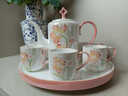 言則釉下手彩輕奢新婚結婚禮物送新人茶具套裝玻璃杯陶瓷杯實(shí)用禮品 桃粉玉蘭八件套-禮盒裝 曬單實(shí)拍圖