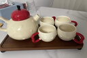 赟婭茶壺套裝茶杯喬遷之喜新居訂婚新婚禮物伴手禮送新娘閨蜜結婚茶具 紅蘋(píng)果陶瓷茶壺套裝1壺4杯帶托盤(pán) 曬單實(shí)拍圖