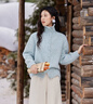 謎秀紫色翻領(lǐng)毛衣外套女秋冬2026高級感慵懶松弛感上衣 雪松奶藍 毛衣 均碼 曬單實(shí)拍圖