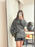 三彩獨醒【90白鵝絨】2025冬季新款中長(cháng)鵝絨服壓膠直沖羽絨服F 寂靜灰 L 165/88A 曬單實(shí)拍圖