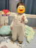 迷你巴拉男女童秋冬新款可愛(ài)護肚寶寶加絨背帶褲子 奶白10504 90 cm 曬單實(shí)拍圖