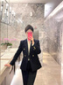 豪耀西裝外套女職業(yè)裝女裝套裝新款輕職場(chǎng)面正裝試穿搭教師通動(dòng)西服女 藏青色西裝 L 碼(重100-115) 曬單實(shí)拍圖