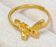 中國黃金（CHINA GOLD）雙生花蝴蝶黃金戒指女款足金飾立體活口指環(huán)情人節生日禮物送女友 【今/次日達】雙生花蝴蝶戒指 約2.6g 曬單實(shí)拍圖