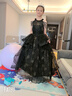 漢佺女童晚禮服輕奢小眾高端黑色公主裙兒童走秀主持人鋼琴演奏演出服 黑色套裝【禮服+皇冠】 150cm 70-75斤 曬單實(shí)拍圖