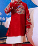 九虞氏女童漢服旗袍連衣裙中式國風(fēng)禮服紅色喜慶改良春秋款長(cháng)袖旗袍裙子 酒紅色 常規 150 (適合身高136-145cm) 曬單實(shí)拍圖