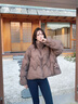 Teenie Weenie小熊女裝羽絨服2025冬季新款時(shí)尚輕量少女感泡芙外套 棕色 S 曬單實(shí)拍圖