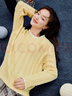 茵曼2025秋冬女裝新款麻花毛衣花邊V領(lǐng)寬松套頭長(cháng)袖針織衫 淺黃色 XL 曬單實(shí)拍圖