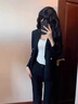 羅蒙（ROMON）西裝套裝女裝秋冬2023新款氣質(zhì)休閑職業(yè)裝收腰西服外套正裝工作服 藏青色西裝+褲子 L 曬單實(shí)拍圖