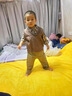 歐遙1歲寶寶衣服男寶寶春秋套裝新款幼兒童裝男童0-3歲男孩馬甲三件套 棕色 菱形毛衣馬甲三件套 春秋 90 建議2歲內 曬單實(shí)拍圖
