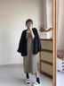 蘇雨薇復(fù)古日系咖色V領(lǐng)針織開(kāi)衫女秋冬加厚氣質(zhì)慵懶軟糯設(shè)計(jì)感毛衣外套 黑色【關(guān)注店鋪-送運(yùn)費(fèi)險(xiǎn)】 S 推薦（80-95斤） 曬單實(shí)拍圖