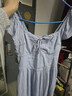 HOLLISTER25秋款法式一字肩露肩小飛袖連衣裙女裝359-5298 藍色 XS (84A)短版 曬單實(shí)拍圖