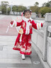 安妮優(yōu)兒（Anneyol）漢服女童冬款女孩古裝過(guò)年國風(fēng)秋冬季唐裝2025新款冬裝兒童拜年服 紅色【送包包+毛領(lǐng)】 120 曬單實(shí)拍圖