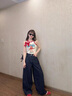京多夢(mèng)美式深藍寬松闊腿牛仔褲女2025秋季新款時(shí)尚高腰顯瘦垂感拖地褲子 深藍色 M （98-106斤） 曬單實(shí)拍圖