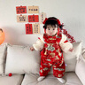 木木屋（mumuwu）品牌童裝周歲禮服女寶寶抓周服中國風(fēng)拜年服加絨保暖百日宴拍照服 紅色 90cm 90碼適合80-90年齡1-2歲左右 曬單實(shí)拍圖