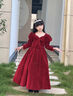 思妙星女童紅色禮服生日公主裙花童婚禮小女孩兒童主持人鋼琴演奏演出服 紅色長(cháng)款 140 曬單實(shí)拍圖