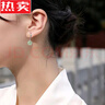 SNQPS925純銀車(chē)花菱形工藝復古和田玉耳環(huán)女玉髓耳扣簡(jiǎn)約耳圈寶石耳飾 C05菱形款和田玉銀色耳扣 曬單實(shí)拍圖