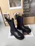 波爾諦奇（BOERDIQI）秋冬款馬丁靴女真皮煙筒靴時(shí)尚英倫風(fēng)中筒厚底短靴 黑色絨里 37 曬單實(shí)拍圖