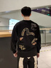 EVISU【前4折上折】福神 2025秋新品男女同款海鷗刺繡套頭圓領(lǐng)衛衣 黑色 S 曬單實(shí)拍圖
