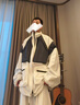 UUCSCC秋季嘻哈潮牌寬松飛行員夾克美式街頭立領(lǐng)運動(dòng)服棒球外套男 白色 L  130-150斤 曬單實(shí)拍圖