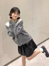 DGOV娃娃領(lǐng)毛衣女秋季慵懶可愛甜美蕾絲V領(lǐng)針織開衫外套日系溫柔上衣 灰色zt M 建議95-110斤 曬單實拍圖