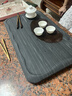 天然烏金石茶盤(pán)家用簡(jiǎn)約大號茶臺石板整塊石頭客廳高檔排水式茶海 吉祥如意（60*37*3cm)送6件套 曬單實(shí)拍圖