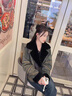 粟茝牛仔皮草拼接外套真皮毛一體鵝絨女2024新款年輕款派克羽絨服 藍加咖 S 130斤內 曬單實(shí)拍圖