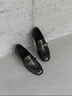 ZHR樂(lè )福鞋女復古平底小皮鞋女氣質(zhì)通勤百搭單鞋女 EH208黑色38 曬單實(shí)拍圖