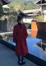 創(chuàng  )意女郎;CREATIVITY-GIRL西西里紅色雙面羊毛呢子大衣女2025冬季高級感赫本風(fēng)美拉德外套 紅色 【禮盒包裝+JD送貨上門(mén)】 XS 適合105-118斤 曬單實(shí)拍圖