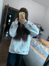 蘇奈雪蠟筆小新衛衣 刺繡連帽衛衣女2024秋冬新款加絨加厚學(xué)院 白灰色(薄款版) M 曬單實(shí)拍圖
