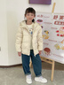 雅鹿兒童輕薄羽絨服短款男童女童中大童寶寶學(xué)生秋冬薄款超輕冬裝外套 米色 140 曬單實(shí)拍圖