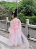 貝優(yōu)可古月家.粉瑤兔 漢服女童春秋款兒童中秋中國風(fēng)仙女裙仙氣玉兔襦裙 粉色 120 含披帛 曬單實(shí)拍圖