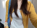 桂岐開(kāi)衫外套女2025年新款秋季長(cháng)袖圓領(lǐng)修身顯瘦針織休閑韓系上衣 黃色 M （建議85-105斤） 曬單實(shí)拍圖