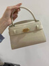 CHARLES&KEITH鱷魚紋凱莉包手提斜挎婚包包女包生日禮物CK2-50270880-1 Ivory象牙色 S 曬單實拍圖