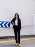 羅蒙（ROMON）小西裝外套女春秋新款韓版修身職業(yè)裝休閑時(shí)尚洋氣中長(cháng)款西服上衣 黑色 XL 120-129斤 曬單實(shí)拍圖