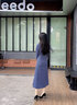 顏域設計感掐腰連衣裙女2025新款秋裝高級感長(cháng)袖過(guò)膝顯瘦氣質(zhì)長(cháng)裙 藍色 2XL 曬單實(shí)拍圖