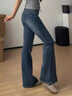 SIINSIIN微喇牛仔褲女2025新款秋褲子修身顯瘦復古深藍色喇叭長(cháng)褲 水洗藍 L 【建議體重116-125斤】 曬單實(shí)拍圖