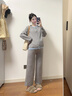革曼孕婦裝秋季套裝2025新款顯瘦休閑寬松大碼上衣褲子兩件套針織秋冬 黑色套裝 L(建議110-125斤) 曬單實(shí)拍圖