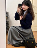 斐特瑪假兩件長袖針織毛衣女2025秋季新款英倫學(xué)院風(fēng)開衫外套上衣女裝 藍(lán)色 M 曬單實(shí)拍圖