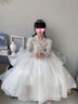 寧悠小提琴演出禮服女兒童童公主裙花童小孩高端晚仙氣生日宴主持人鋼 白色 130 均碼 曬單實(shí)拍圖