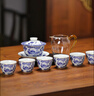 景德鎮陶瓷茶具整套青花瓷魚(yú)藻紋蓋碗茶杯送禮長(cháng)輩辦公室功夫茶具套裝 魚(yú)藻紋8頭茶具套組 曬單實(shí)拍圖