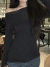 弗利少女羊絨金線(xiàn)肌底衣女內搭打底衫保暖堆堆領(lǐng) 黑色序曲（一字領(lǐng)） 均碼 曬單實(shí)拍圖