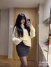 VEOX毛衣女針織衫女2025新款白色棋盤(pán)格秋冬季韓系慵懶風(fēng)寬松加厚 米白色格子毛衣 M 95斤-105斤 曬單實(shí)拍圖