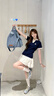 LDBE櫻桃刺繡polo領(lǐng)短袖t恤女學(xué)院風(fēng)修身顯瘦設(shè)計(jì)感小眾藏青正肩上衣 藏青色 M 80-95斤 曬單實(shí)拍圖