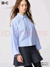 優(yōu)衣庫合作款/女裝棉質(zhì)條紋短襯衫/長(cháng)袖479678 63 天藍色 S /155/80A 曬單實(shí)拍圖