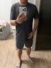 阿迪達斯短袖男2025運動(dòng)健身戶(hù)外親膚透氣輕薄速干T恤衫 深灰/淺灰 L 曬單實(shí)拍圖