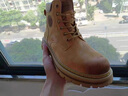 H8馬丁靴男中幫英倫風(fēng)真皮工裝鞋高幫厚底戶(hù)外登山鞋男士大黃靴子 黃棕色（豬皮）旗艦版 42 男碼 曬單實(shí)拍圖