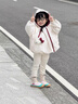 班喜迪女童外套秋冬裝2025新款寶寶棉服兒童公主冬季夾棉連帽上衣小童裝 米色 100 曬單實(shí)拍圖