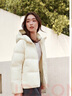 森馬（Semir）羽絨服女90絨子短款輕暖三防可愛(ài)花苞帽2025冬新款立體防風(fēng)外套 【正肩顯瘦廓形】奶白10501 S 曬單實(shí)拍圖