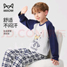 貓人兒童睡衣男童春秋款純棉小孩長(cháng)袖中大童家居服套裝 眼鏡大熊 150 曬單實(shí)拍圖