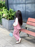 Dudant國際品牌女童娃娃衫吊帶套裝兩件套2025新款春秋季兒童小女孩時髦 粉色 140 cm 曬單實拍圖